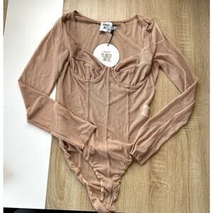 NWT Princess Polly Women's Sheer Nude Bustier Bodysuit Size 4 New
